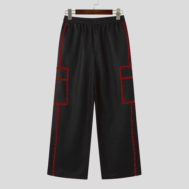 

INCERUN Чоловічі повсякденні брюки з принтом на еластичній талії L червоний