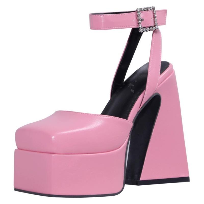 Neuer europäischer/amerikanischer Stil Sommer Dicke Absätze Hohe Absätze Gewickelte Sandalen Damen Spitz Schnalle Modische Damenschuhe