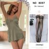 Plus Size Backless Faux Silk Slit Nightgown with Shoulder Straps