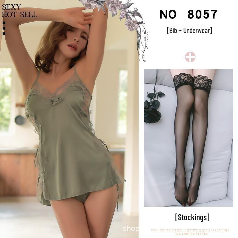 Plus Size Backless Faux Silk Slit Nightgown with Shoulder Straps