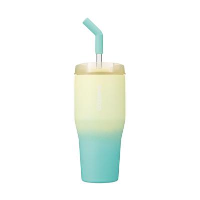 CB Japan ANIE 2-Way Tumbler 670, 670ml, with Straw and Lid, Yellow and Green, Vacuum Insulated, Stainless Steel, Double-Walled Construction, SANTECO