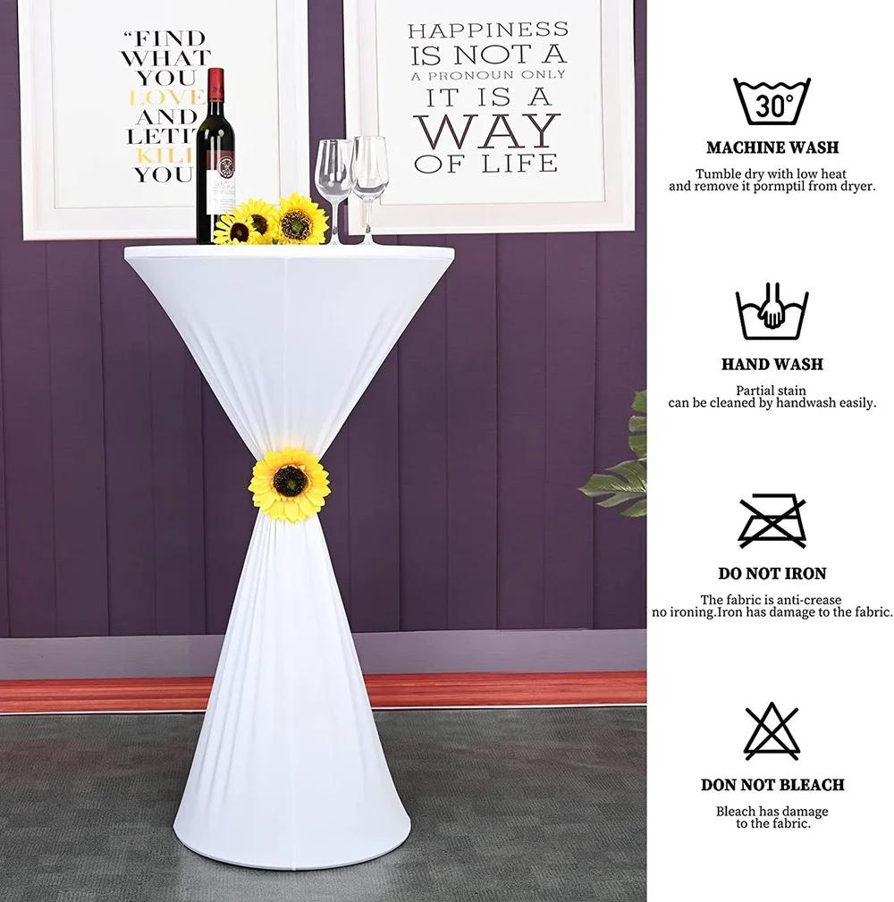 Cocktail Round Tablecloth L Spandex Stretch High Top Round Table Cover for Wedding Banquet Birthday Outdoor Party Bar Fair Table