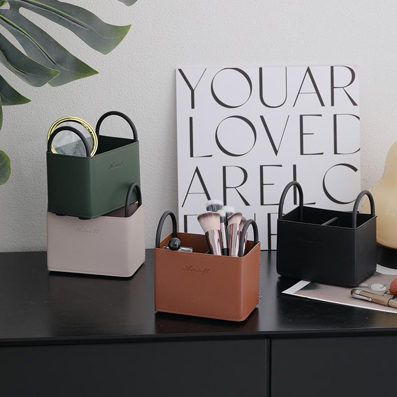 Dual-Color Multifunctional Desk Organizer: Pen Holder, Makeup Brush, Remote Stand