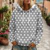 Women's Polka Dot Print Hooded Long Sleeve Sweatshirt with Pocket and Casual Top