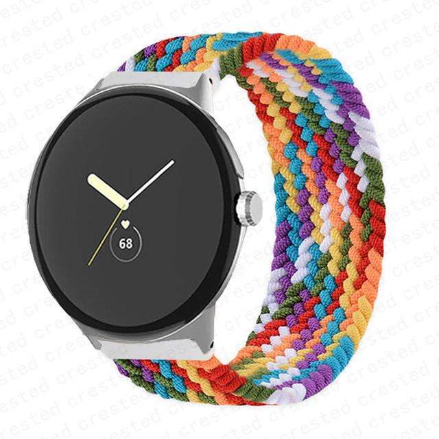 

Плетеный Solo Loop для ремешка Google Pixel Watch Аксессуары для умных часов Эластичный нейлоновый ремешок Браслет correa Pixel Watch Active band Google Pixel Watch&XXS разноцветный