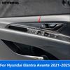 For Hyundai Elantra Avante -2024 2025 Carbon Fiber Ide Door Handle Bowl Panel Cover Trim Interior Accessories Car Styling