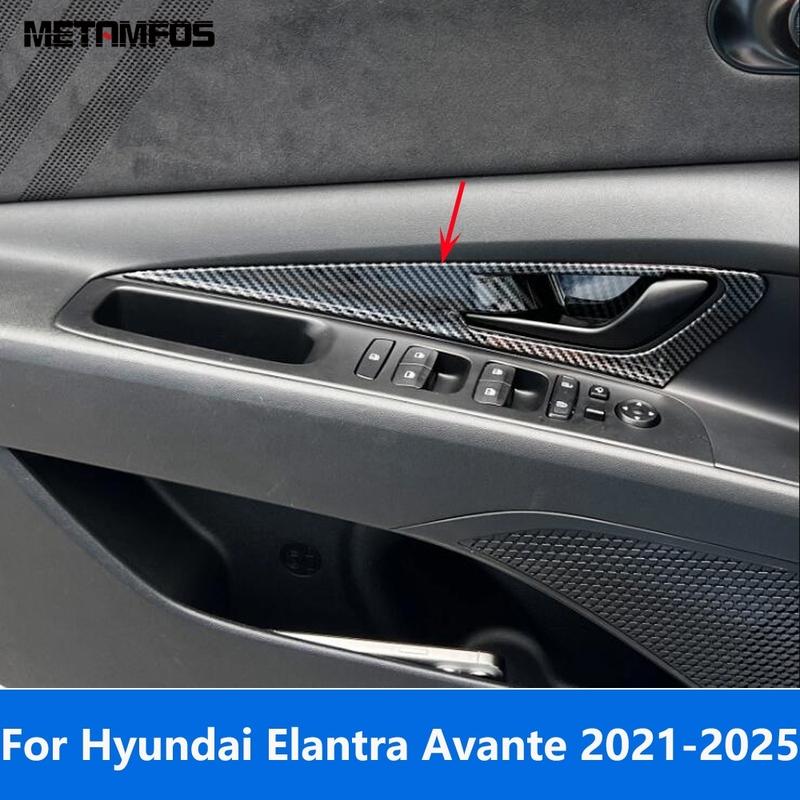 

For Hyundai Elantra Avante -2024 2025 Carbon Fiber ide Door Handle Bowl Panel Cover Trim Interior Accessories Car Styling