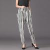 Korean Fashion Striped Printed Harem Pants for Women Spring New Casual Loose Elastic High Waist Pockets Trousers Female