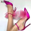 Fashion Eilyken Spring Big Butterfly-knot Women Pumps Sandals Pointed Toe Mules Ankle Buckle Strap Party Stripper High Heel Shoes