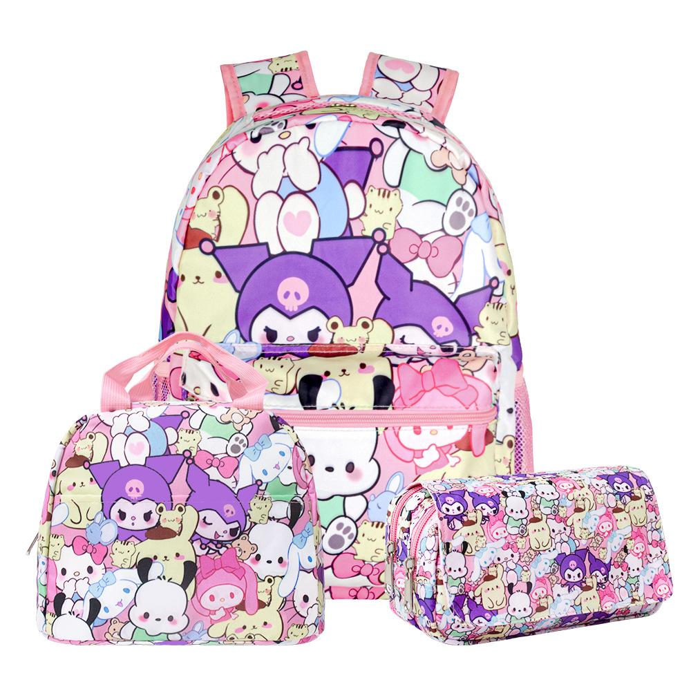 

Stitch pink backpack three piece set, large capacity backpack, digital printed backpack, junior high school student backpack