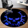 1pc Skull Blue Office Round Area Rug, Under Office Chairs Bedroom Living Room Home Decor, Room Deco