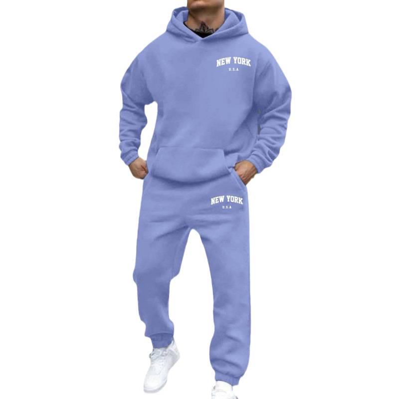Trendy Unisex Plus Velvet Hooded Sweatshirt Set