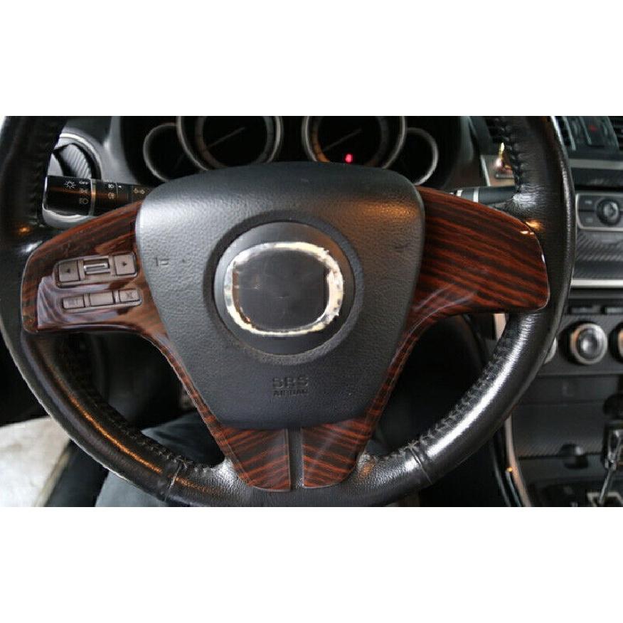 Brown Wood Grain Car Steering Wheel Decor Cover Trim 2pcs For Mazda 6 2009-2013