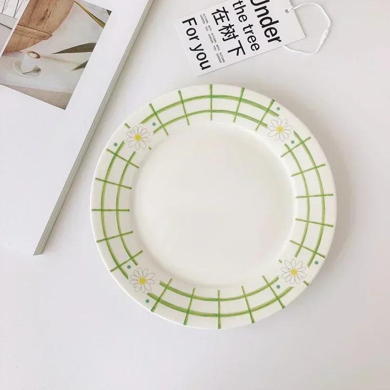 

8-дюймовая керамическая тарелка, столовая посуда, плоские тарелки, десертные тарелки, блюдца для торта, салатные тарелки, тарелки и блюда, картонные обеденные тарелки