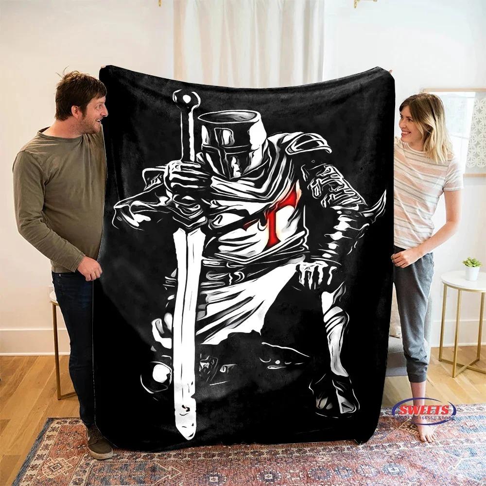 Crusade Cross Templar Knight 3D Printed Flannel Blanket for Bed Bedroom Sofa Picnic Throw Blanket for Cover Outdoor Leisure Nap