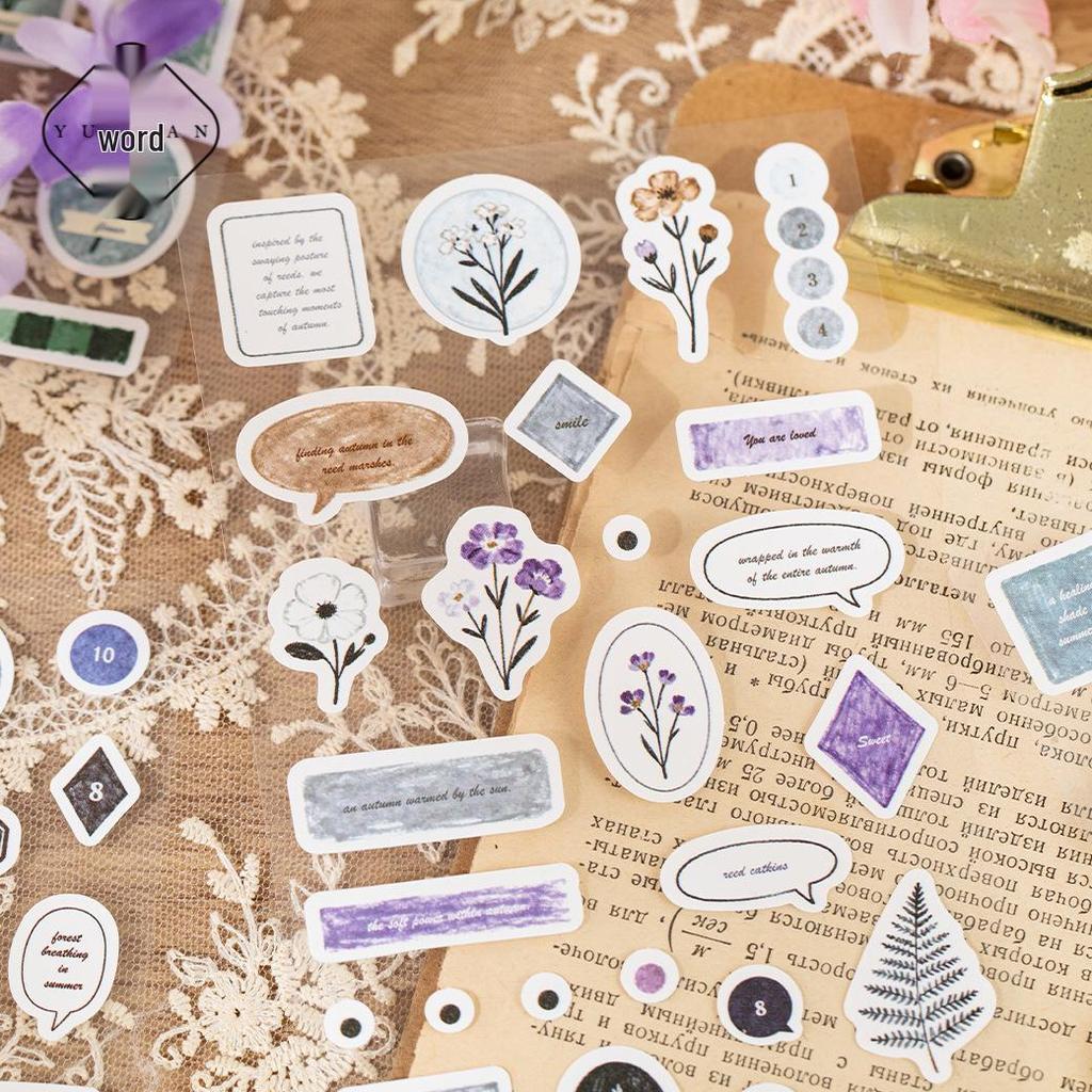 Yu Xian Salt-Style Sticker Set: 2 Retro Sheets, 6 Simple Styles for Journaling Decor