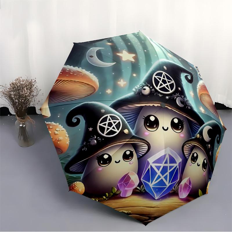 1pc Witchcraft Fantasy Automatic Folding Umbrella - Design, Durable Iron Frame for Travel, Outdoor, Beach Fashion Accessory a0920002