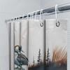 Modern Peacock-themed Shower Curtain Waterproof Bathroom Decor with Natural Lake Scene Printing for Home Decoration Available in