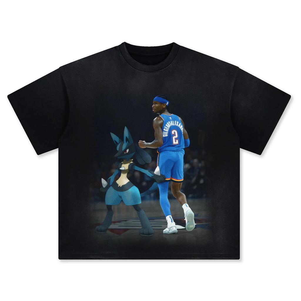 Pokémon Joint Basketball Star Printing Shortsleeved Tshirt Mens 2025 Summer New Fashion Cotton Breathable Y2K Street Top