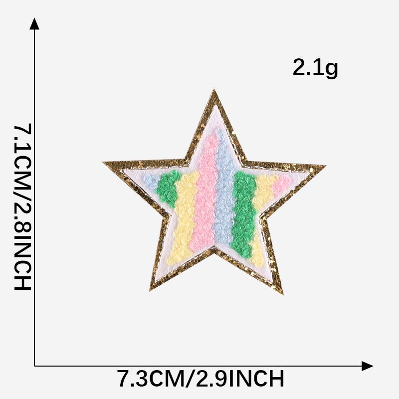 Gold Edged Chenille Towel with Love Lightning and Rainbow Embroidered Patches