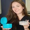 Denture Case, Denture Bath Box False Teeth Storage Box with Basket Net Container
