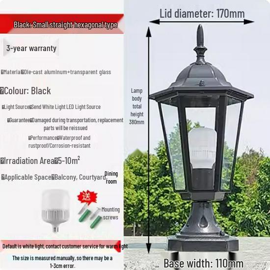 European Style Outdoor Waterproof Pillar Lamp for Villa Entrances and Community Courtyards