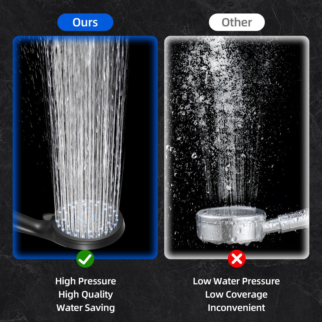 High Pressure Shower Head 7-mode Handheld Shower Head Anti-clog Nozzles Showerhead with 62-inch