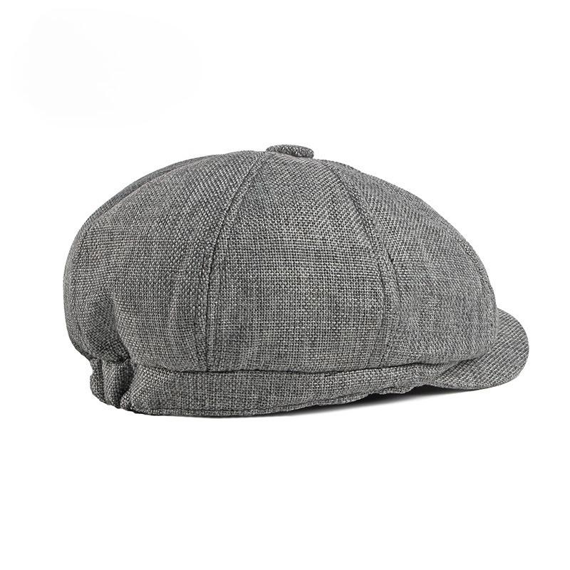 Men Retro Newsboy Hat Summer Breathable Faux Linen Flat Cap British Style Octagonal Baker Boy Cap Vintage Gatsby Ivy Hat for Men Women