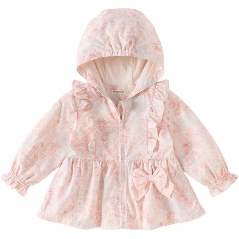 DAVE&BELLA Girls Spring Waterproof Floral Print Hooded Jacket 80cm цветочные печати