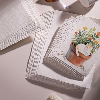 10pcs Cotton Watercolor Paper Hand-torn Edges Medium-texture Painting Paper A4/A5/A6 Drawing Paper Painting Coloring