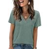 Women's Fashion Casual Short Sleeve V-Neck Court Lock T-Shirt Top