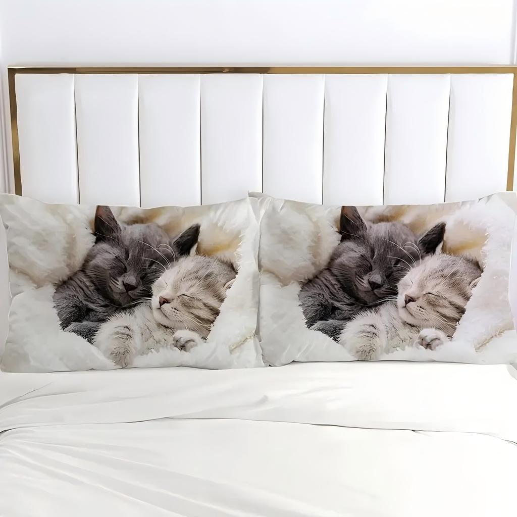 Cute Plush Pet Cats 3D Printed Bedding Set Simple Pet Cat Style Luxury Duvet Cover Soft Comfortable Home Polyester Quilt Cover