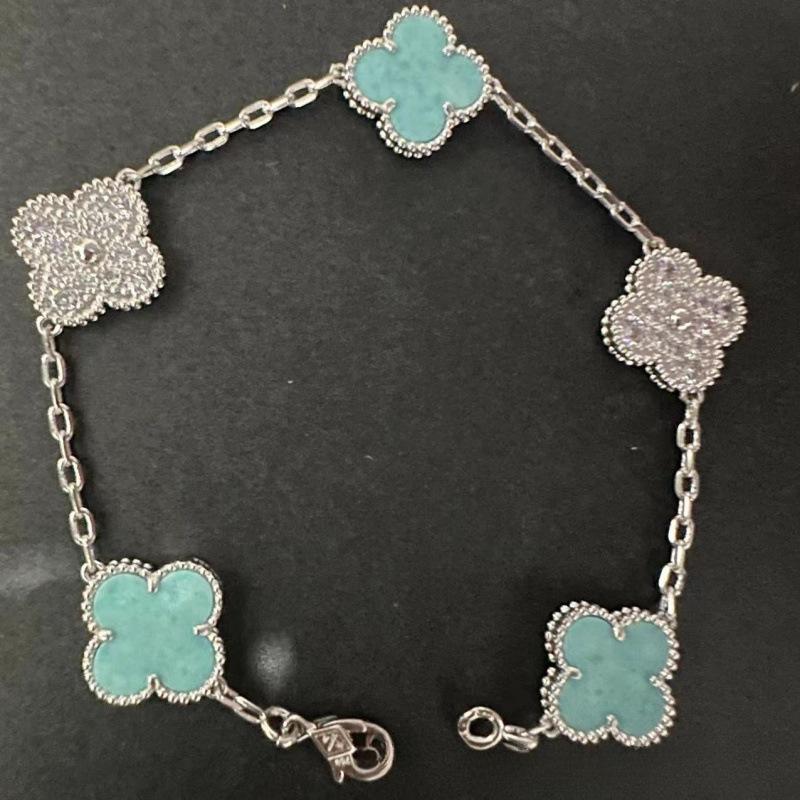 Exquisite Four-leaf Clover Bracelet for Women Five-flower Bracelet Double-sided Natural White Mother-of-pearl and Carnelian Bracelet