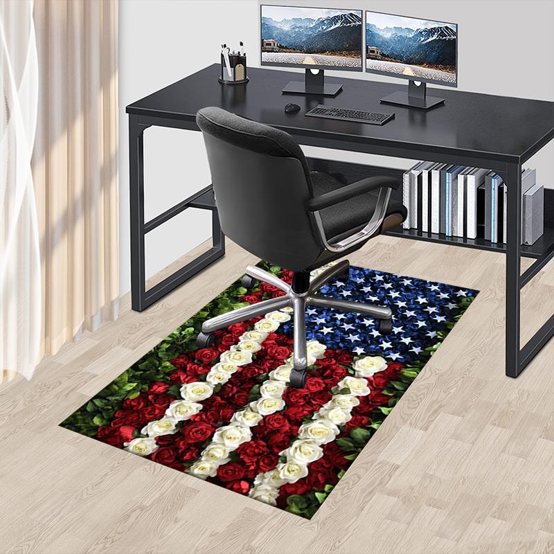 

flowers flag Crystal Velvet chair mat Area Rug - Non-Slip, Floor Mat, Office Desk Chair Rugs, Bedroom Decor.Christmas Gift-1106052 60cm by 90cm