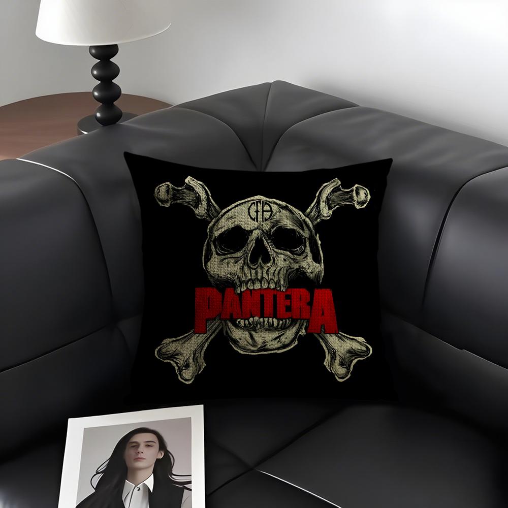 PPantera Music Band Cushion Cover Natural Linen Organic Fabric DoubleSided Printing Sofa Home Decor Gift Pillow Case 30x30cm
