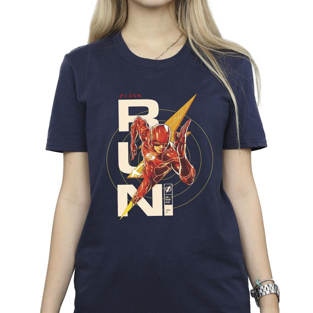 DC Comics Womens/Ladies The Flash Run Cotton Boyfriend T-Shirt