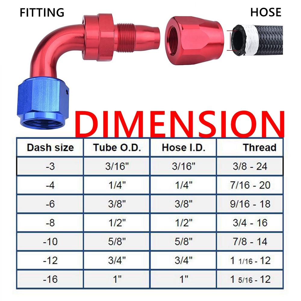 Universal AN4/AN6/AN8/AN10/AN12 Straight 0°/45°/90°/180° Degree Oil Fuel Swivel Hose End Fitting CPE Oil Hose End Adaptor Kit