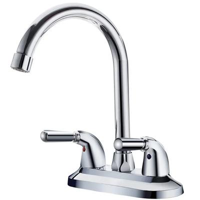 Kitchen Faucets 2 Holes Counter Washbasin Hot Cold Water Faucet Copper Double-Handle Swivel Bathroom Kitchen Mixer Water Tap