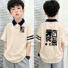 Boys' Cotton Color Block Polo Shirt - 2026 Summer Patchwork Lapel T-shirt for Medium & Large Children