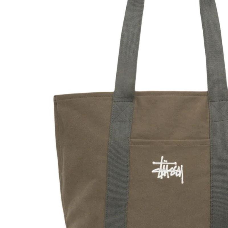 New Stussy Cotton Tote Bag, Shopping Bag, Shoulder Bag Extra Large Men's Green 134275-GREN
