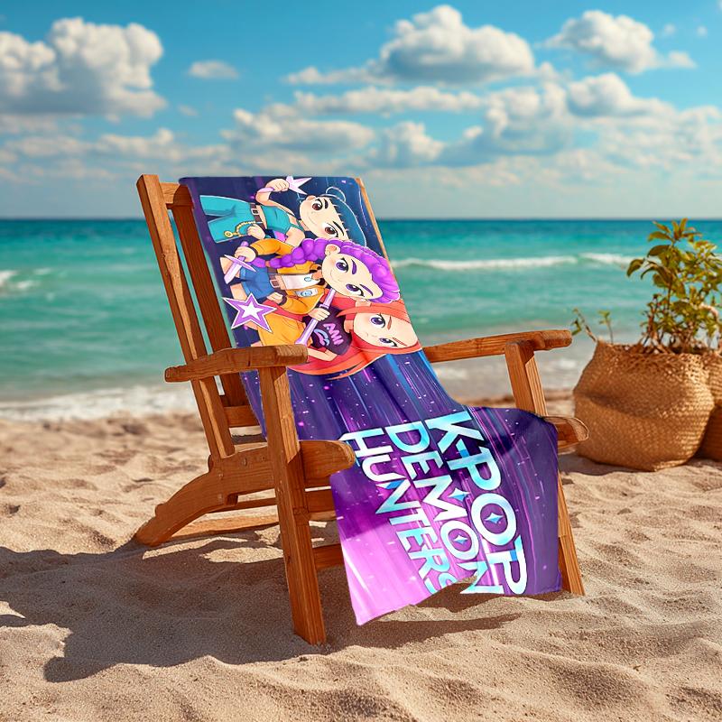 1Pc Kpop Demon Hunters Beach Towel Quick Dry Multiuse For Beach Pool Gym Yoga Home Travel Christmas Halloween Xmas Gift S1165