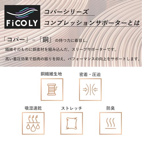 FiCOLY Leg Support Sleeves, Compression Thigh and Calf Support, Full Leg Compression, Thin, Plus Sizes, for Men and Women, Sports, Set of 2, FCL-2 (M)