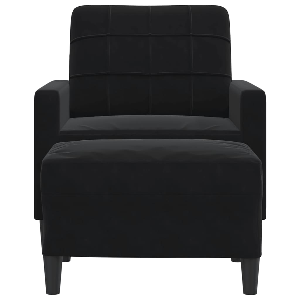 Vidaxl Armchair with Footrest, Black, 60 Cm, Upholstered In Velvet