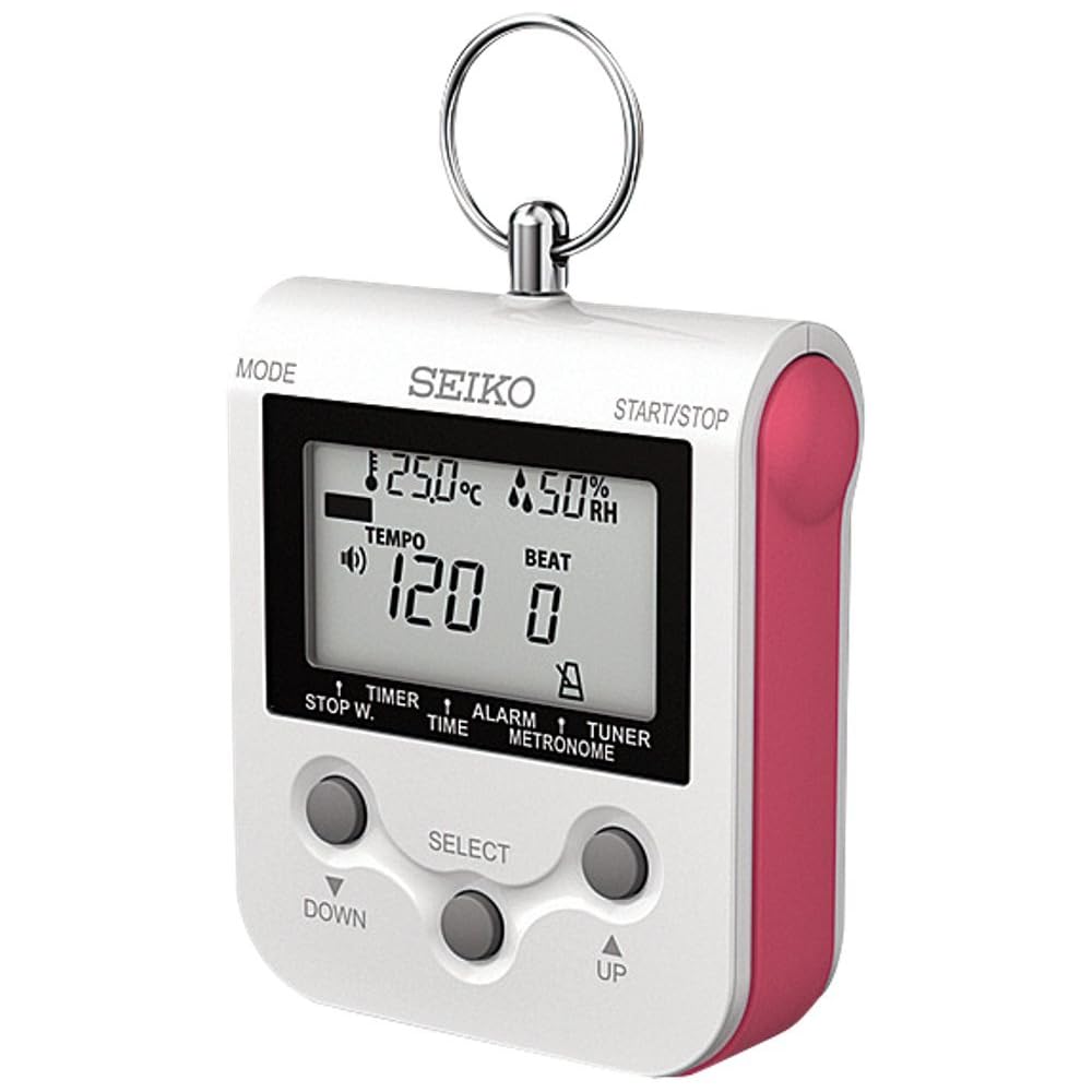 SEIKO Digital Metronome with Neck Strap, Raspberry Pink DM90P