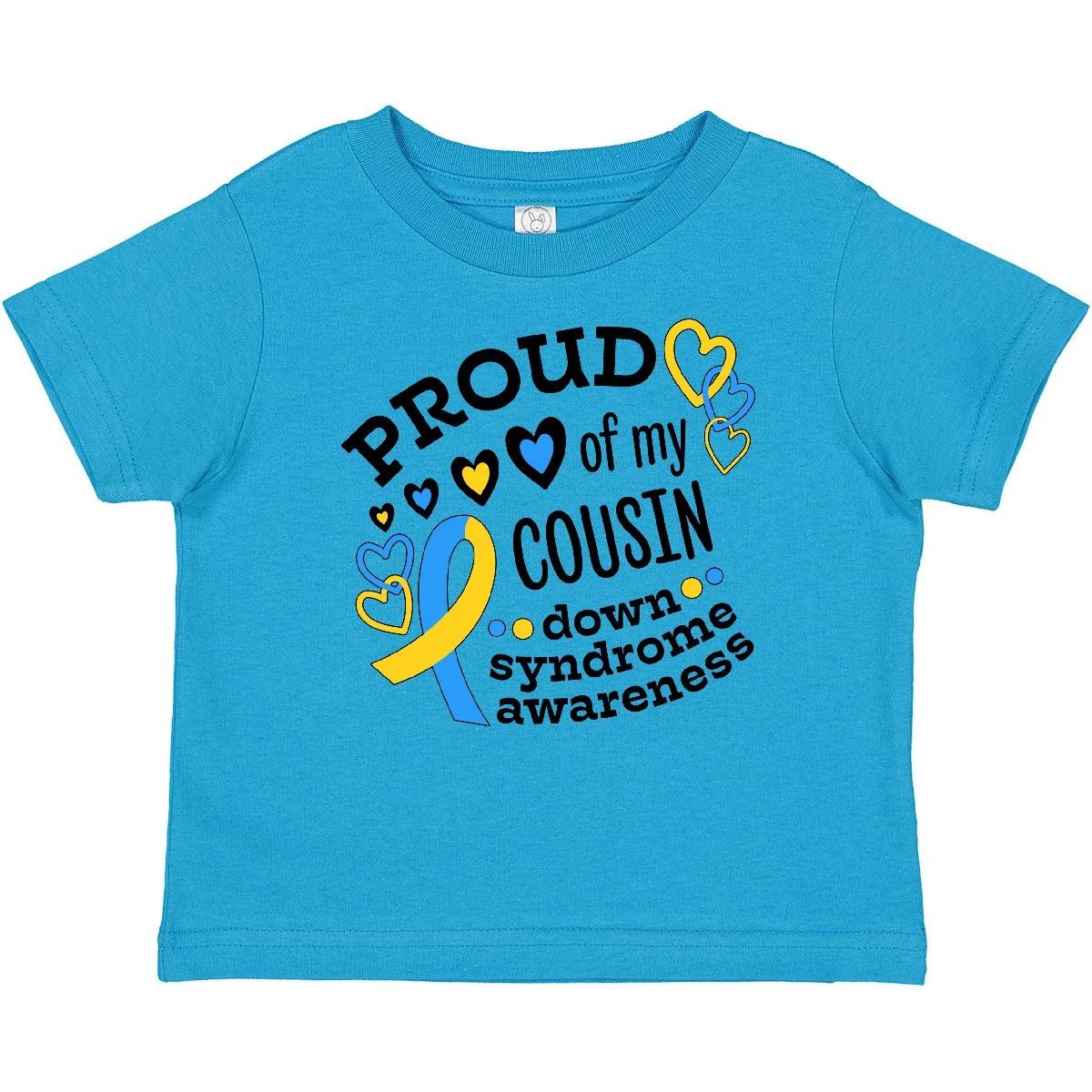 Inktastic Proud Of My Cousin- Down Syndrome Awareness Baby T-Shirt Blue Yellow 140