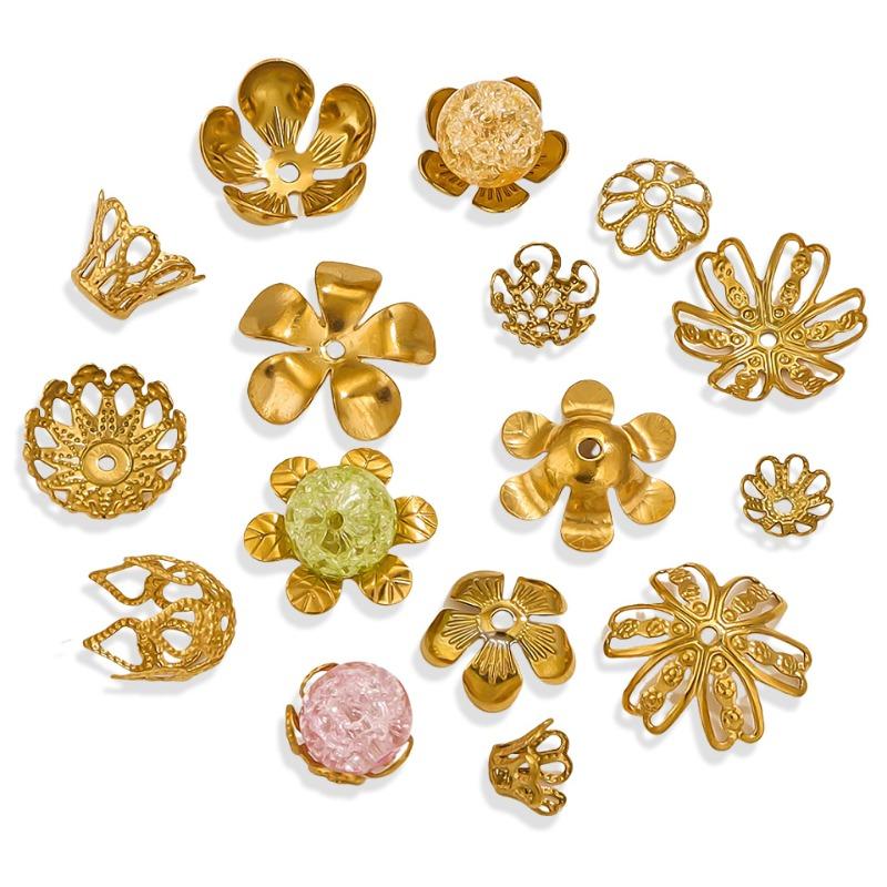 Stainless Steel Petal Bead Caps, Bead Caps with 18k Vacuum Plating, Diy Necklace Bracelet Jewelry