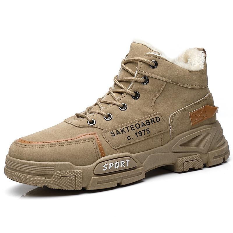 Winter New Cotton Shoes Thickened Martin Boots High-top Tooling Shoes Leather Surface Waterproof Work Shoes Trendy Snow Boots