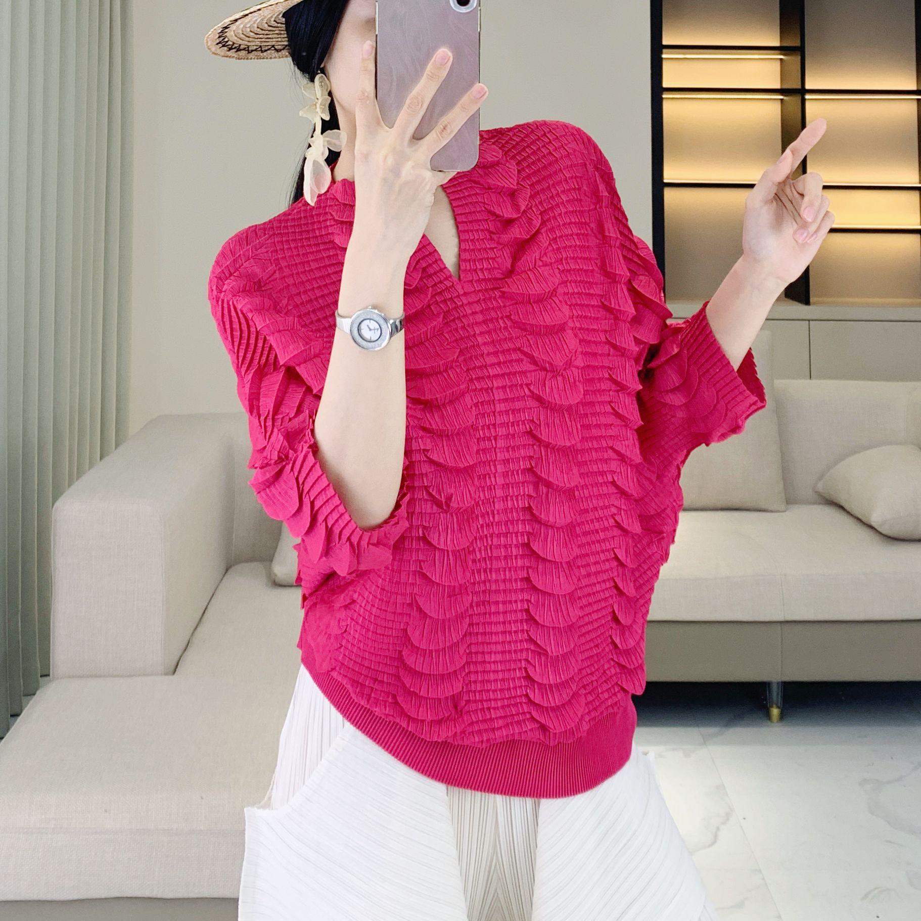 

Women s Casual Pleated Ruffle Pullover - New Slimming Loose Fit Sweatshirt Top One Size [45-75 kg] синий