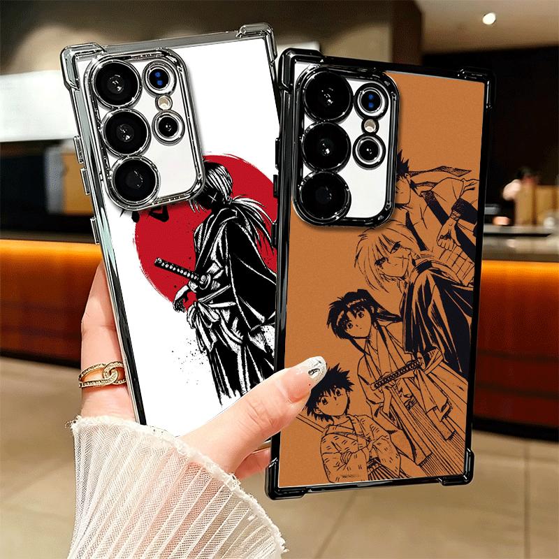 Rurouni Kenshin Anime Plating Phone Case For Samsung Galaxy S24 S25 FE S26 Edge S23 Ultra S22 S21 Plus S20 Anti-Fall Airabag Cov