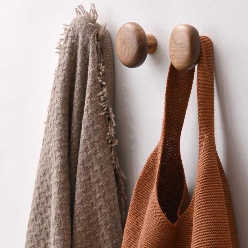 4PCS Simple Styles Wall Mount Hooks Solid & Beech Wood Multipurpose Hooks Upgrades for Hanging Clothes & Accessories